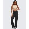 imageG4Free BareFeel High Stretch Women Wide Leg Yoga Pants Cross Waist Casual Trousers with Zipper Pockets 29quot31quot33quotBlack