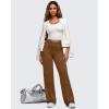 imageG4Free BareFeel High Stretch Women Wide Leg Yoga Pants Cross Waist Casual Trousers with Zipper Pockets 29quot31quot33quotDark Coffee