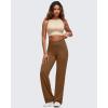 imageG4Free BareFeel High Stretch Women Wide Leg Yoga Pants Cross Waist Casual Trousers with Zipper Pockets 29quot31quot33quotDark Coffee