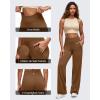 imageG4Free BareFeel High Stretch Women Wide Leg Yoga Pants Cross Waist Casual Trousers with Zipper Pockets 29quot31quot33quotDark Coffee