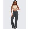 imageG4Free BareFeel High Stretch Women Wide Leg Yoga Pants Cross Waist Casual Trousers with Zipper Pockets 29quot31quot33quotDark Gray