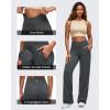 imageG4Free BareFeel High Stretch Women Wide Leg Yoga Pants Cross Waist Casual Trousers with Zipper Pockets 29quot31quot33quotDark Gray