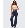 imageG4Free BareFeel High Stretch Women Wide Leg Yoga Pants Cross Waist Casual Trousers with Zipper Pockets 29quot31quot33quotDark Navy