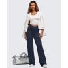 imageG4Free BareFeel High Stretch Women Wide Leg Yoga Pants Cross Waist Casual Trousers with Zipper Pockets 29quot31quot33quotDark Navy