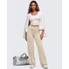 imageG4Free BareFeel High Stretch Women Wide Leg Yoga Pants Cross Waist Casual Trousers with Zipper Pockets 29quot31quot33quotLight Khaki