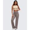imageG4Free BareFeel High Stretch Women Wide Leg Yoga Pants Cross Waist Casual Trousers with Zipper Pockets 29quot31quot33quotTaupe