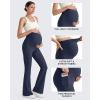 imageG4Free BareFeel Maternity Flare Leggings with Pockets Over The Belly Stretchy Casual Lounge Pregnancy Dress Pants for WorkDark Blue