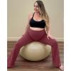 imageG4Free BareFeel Maternity Flare Leggings with Pockets Over The Belly Stretchy Casual Lounge Pregnancy Dress Pants for WorkDark Burgundy
