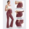 imageG4Free BareFeel Maternity Flare Leggings with Pockets Over The Belly Stretchy Casual Lounge Pregnancy Dress Pants for WorkDark Burgundy
