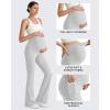 imageG4Free BareFeel Maternity Flare Leggings with Pockets Over The Belly Stretchy Casual Lounge Pregnancy Dress Pants for WorkLight Gray