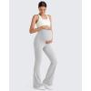 imageG4Free BareFeel Maternity Flare Leggings with Pockets Over The Belly Stretchy Casual Lounge Pregnancy Dress Pants for WorkLight Gray