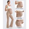 imageG4Free BareFeel Maternity Flare Leggings with Pockets Over The Belly Stretchy Casual Lounge Pregnancy Dress Pants for WorkToffee