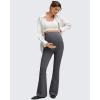 imageG4Free BareFeel Maternity Flare Leggings with Pockets Over The Belly Yoga Pregnancy Casual Dress Pants for WorkDark Gray