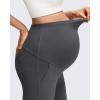 imageG4Free BareFeel Maternity Flare Leggings with Pockets Over The Belly Yoga Pregnancy Casual Dress Pants for WorkDark Gray