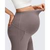 imageG4Free BareFeel Maternity Flare Leggings with Pockets Over The Belly Yoga Pregnancy Casual Dress Pants for WorkTaupe