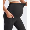 imageG4Free BareFeel Maternity Leggings with Pockets Over The Belly Stretchy Workout Yoga Pregnancy Capri PantsBlack