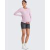 imageG4Free BareFeel Maternity Long Sleeve T Shirts Crewneck Ruches Pregnancy Workout Tops with Thumbholes Altheltic Yoga TeeBlush