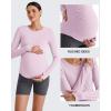 imageG4Free BareFeel Maternity Long Sleeve T Shirts Crewneck Ruches Pregnancy Workout Tops with Thumbholes Altheltic Yoga TeeBlush