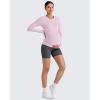 imageG4Free BareFeel Maternity Long Sleeve T Shirts Crewneck Ruches Pregnancy Workout Tops with Thumbholes Altheltic Yoga TeeBlush