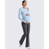 imageG4Free BareFeel Maternity Long Sleeve T Shirts Crewneck Ruches Pregnancy Workout Tops with Thumbholes Altheltic Yoga TeeLight Denim