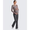 imageG4Free BareFeel Maternity Long Sleeve T Shirts Crewneck Ruches Pregnancy Workout Tops with Thumbholes Altheltic Yoga TeeTaupe