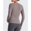 imageG4Free BareFeel Maternity Long Sleeve T Shirts Crewneck Ruches Pregnancy Workout Tops with Thumbholes Altheltic Yoga TeeTaupe