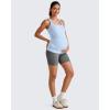 imageG4Free BareFeel Maternity Racerback Tank Tops with Built in Bra Ruched Sleeveless Square Neck Pregnancy Yoga Workout ShirtsLight Denim