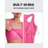 imageG4Free BareFeel Maternity Racerback Tank Tops with Built in Bra Ruched Sleeveless Square Neck Pregnancy Yoga Workout ShirtsRosy Pink
