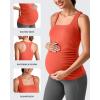 imageG4Free BareFeel Maternity Racerback Tank Tops with Built in Bra Ruched Sleeveless Square Neck Pregnancy Yoga Workout ShirtsRust Orange