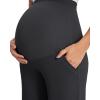 imageG4Free Fleece Lined Maternity Yoga Pants Over The Belly Stretchy Wide Leg Warm Pregnancy Work Trousers with PocketsBlack