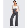 imageG4Free Fleece Lined Maternity Yoga Pants Over The Belly Stretchy Wide Leg Warm Pregnancy Work Trousers with PocketsDark Gray