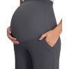 imageG4Free Fleece Lined Maternity Yoga Pants Over The Belly Stretchy Wide Leg Warm Pregnancy Work Trousers with PocketsDark Gray