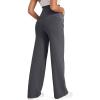 imageG4Free Fleece Lined Maternity Yoga Pants Over The Belly Stretchy Wide Leg Warm Pregnancy Work Trousers with PocketsDark Gray