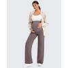 imageG4Free Fleece Lined Maternity Yoga Pants Over The Belly Stretchy Wide Leg Warm Pregnancy Work Trousers with PocketsTaupe