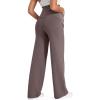 imageG4Free Fleece Lined Maternity Yoga Pants Over The Belly Stretchy Wide Leg Warm Pregnancy Work Trousers with PocketsTaupe