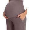 imageG4Free Fleece Lined Maternity Yoga Pants Over The Belly Stretchy Wide Leg Warm Pregnancy Work Trousers with PocketsTaupe