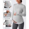 imageG4Free Lightweight Maternity Long Sleeve Workout Tops UPF 50 Rash Guard Half Zip Sun Shirts Ruches Pregnancy PulloverGray