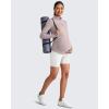imageG4Free Lightweight Maternity Long Sleeve Workout Tops UPF 50 Rash Guard Half Zip Sun Shirts Ruches Pregnancy PulloverGray Lilac