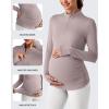 imageG4Free Lightweight Maternity Long Sleeve Workout Tops UPF 50 Rash Guard Half Zip Sun Shirts Ruches Pregnancy PulloverGray Lilac