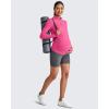 imageG4Free Lightweight Maternity Long Sleeve Workout Tops UPF 50 Rash Guard Half Zip Sun Shirts Ruches Pregnancy PulloverHot Pink