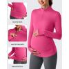 imageG4Free Lightweight Maternity Long Sleeve Workout Tops UPF 50 Rash Guard Half Zip Sun Shirts Ruches Pregnancy PulloverHot Pink