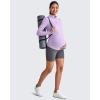 imageG4Free Lightweight Maternity Long Sleeve Workout Tops UPF 50 Rash Guard Half Zip Sun Shirts Ruches Pregnancy PulloverPurple