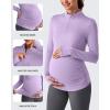 imageG4Free Lightweight Maternity Long Sleeve Workout Tops UPF 50 Rash Guard Half Zip Sun Shirts Ruches Pregnancy PulloverPurple