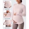 imageG4Free Lightweight Maternity Long Sleeve Workout Tops UPF 50 Rash Guard Half Zip Sun Shirts Ruches Pregnancy PulloverSmoky Blush