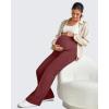 imageG4Free Maternity Dress Yoga Pants with Pockets Over The Belly Stretchy Work Slack Pregnancy Wide Leg Lounge TrousersWine