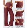 imageG4Free Maternity Dress Yoga Pants with Pockets Over The Belly Stretchy Work Slack Pregnancy Wide Leg Lounge TrousersWine