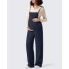 imageG4Free Maternity Jumpsuits Adjustable Strap Overalls Pregnancy Wide Leg Rompers with PocketsDark Navy