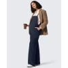 imageG4Free Maternity Jumpsuits Adjustable Strap Overalls Pregnancy Wide Leg Rompers with PocketsDark Navy