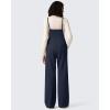 imageG4Free Maternity Jumpsuits Adjustable Strap Overalls Pregnancy Wide Leg Rompers with PocketsDark Navy