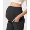 imageG4Free Ribbed Maternity Flare Yoga Pants with Pockets Over The Belly Pregnancy Bell Bottom LeggingsBlack